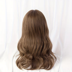 Shoulder Length Wavy Hair Wig with Bangs Curly Synthetic for Cosplay Party