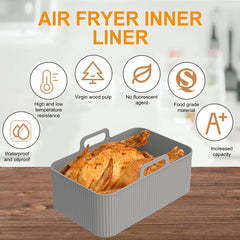 2pcs Silicone Air Fryer Pot w/ Handle Heat Resistant Basket Liner