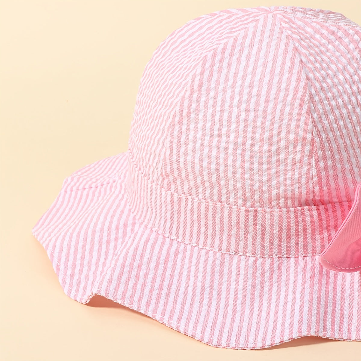 Baby Girls Bow Striped Bucket Hat Wide Brim