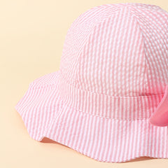 Baby Girls Bow Striped Bucket Hat Wide Brim
