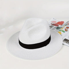 Casual Sunshade Straw Hat Wide Brim Spring Summer Travel Unisex