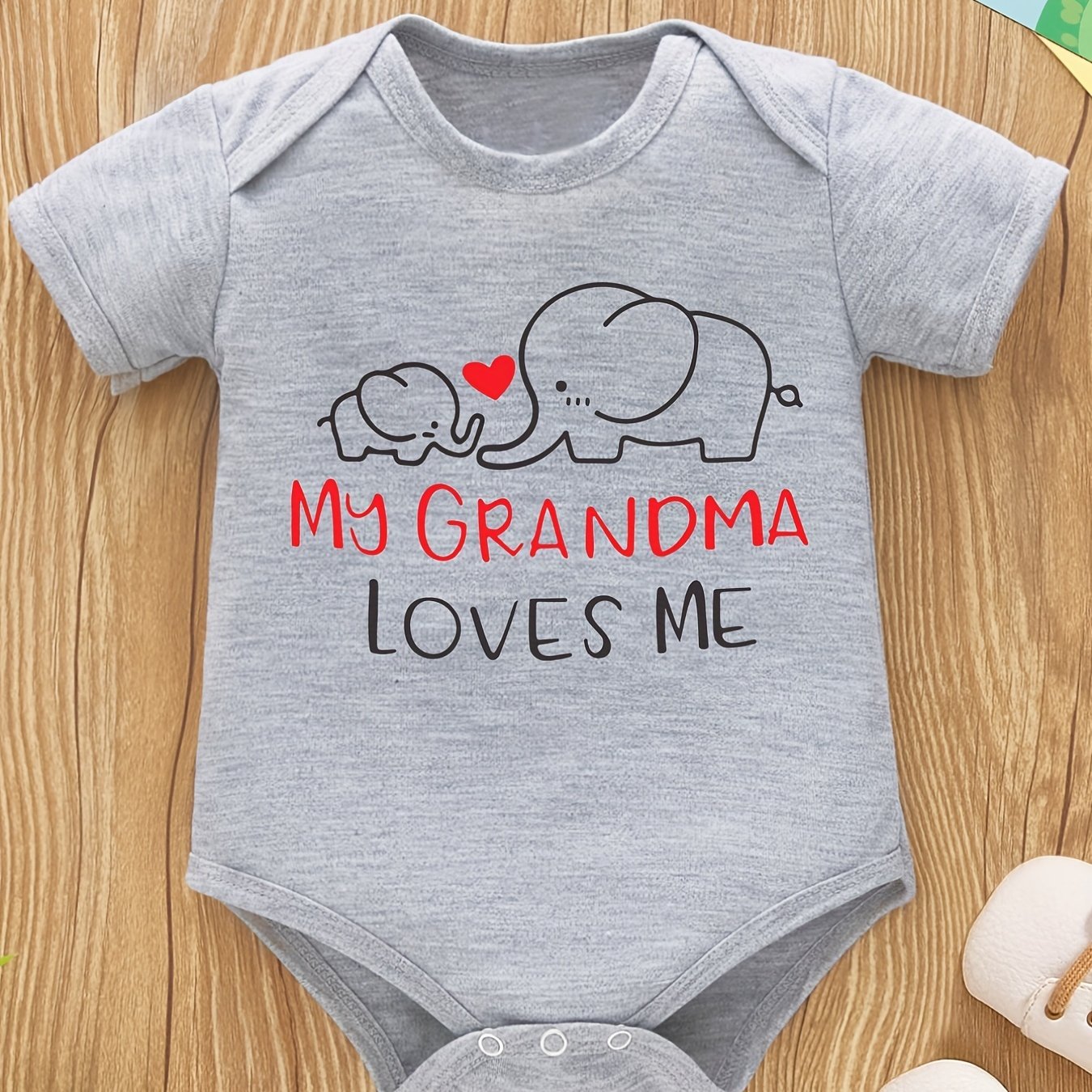 Elephant Print Onesies Short Sleeve Romper for Baby Boys & Girls