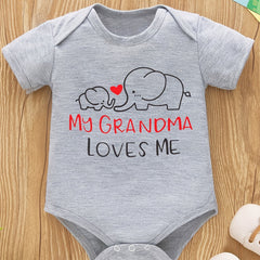 Elephant Print Onesies Short Sleeve Romper for Baby Boys & Girls