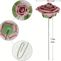 25pcs Artificial Navy Roses DIY Wedding Bouquets Bridal Shower Party Decor