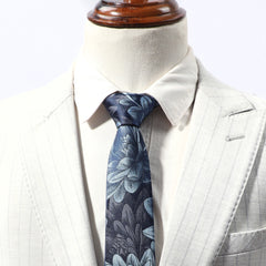 Peony Flower Ink Tie Stylish Necktie For Men