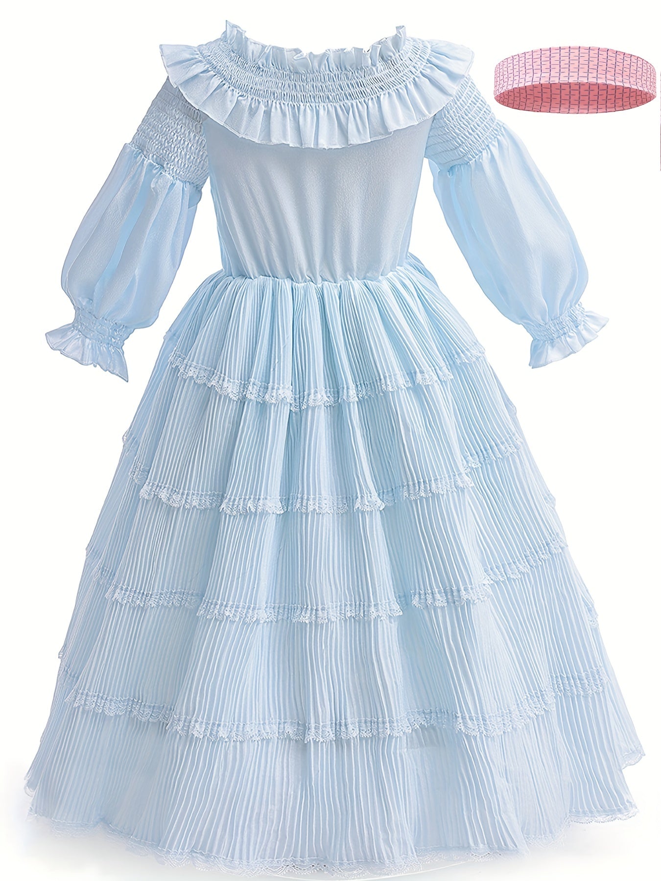 Girls Princess Dress Long Puff Sleeve Tulle with Accessories