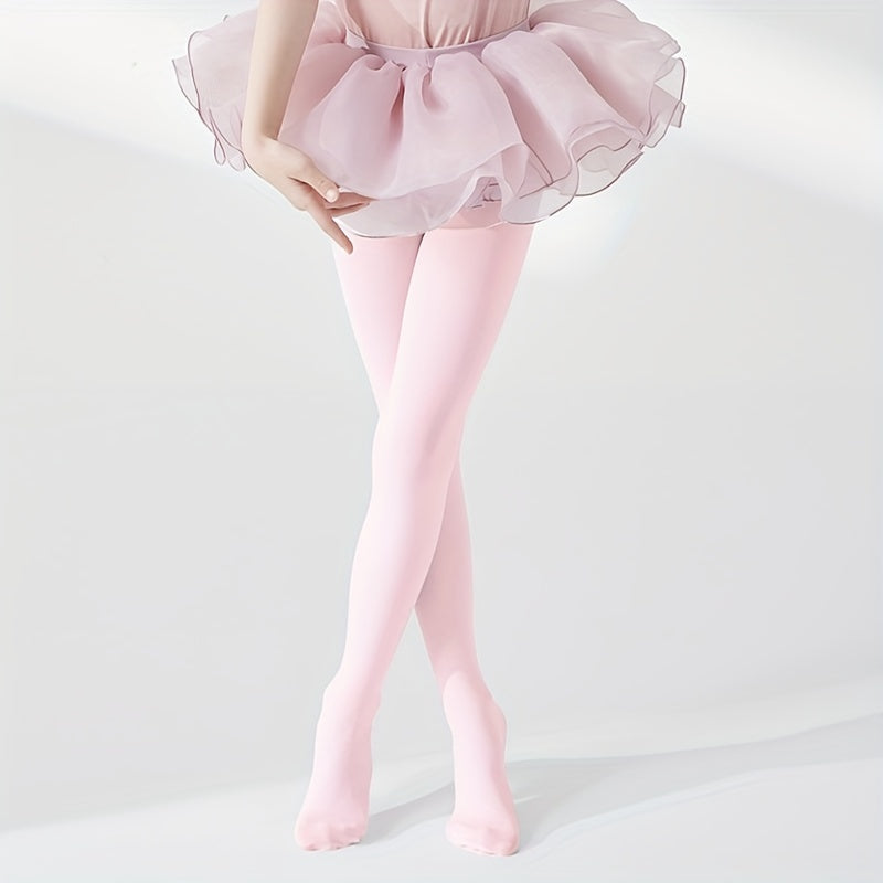 2Pcs Girl's Pink Ballet Pantyhose For Kids Stretchy Tights