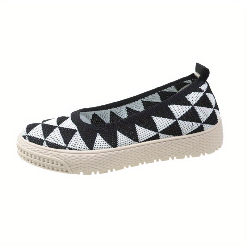 Women's Geometric Loafers Breathable Slip On Shoes Lightweight