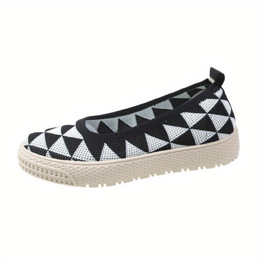 Women's Geometric Loafers Breathable Slip On Shoes Lightweight