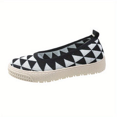 Women's Geometric Loafers Breathable Slip On Shoes Lightweight