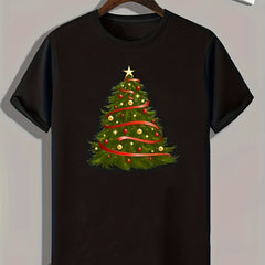 Christmas Tree Print Men's Graphic T-shirt Casual Tee