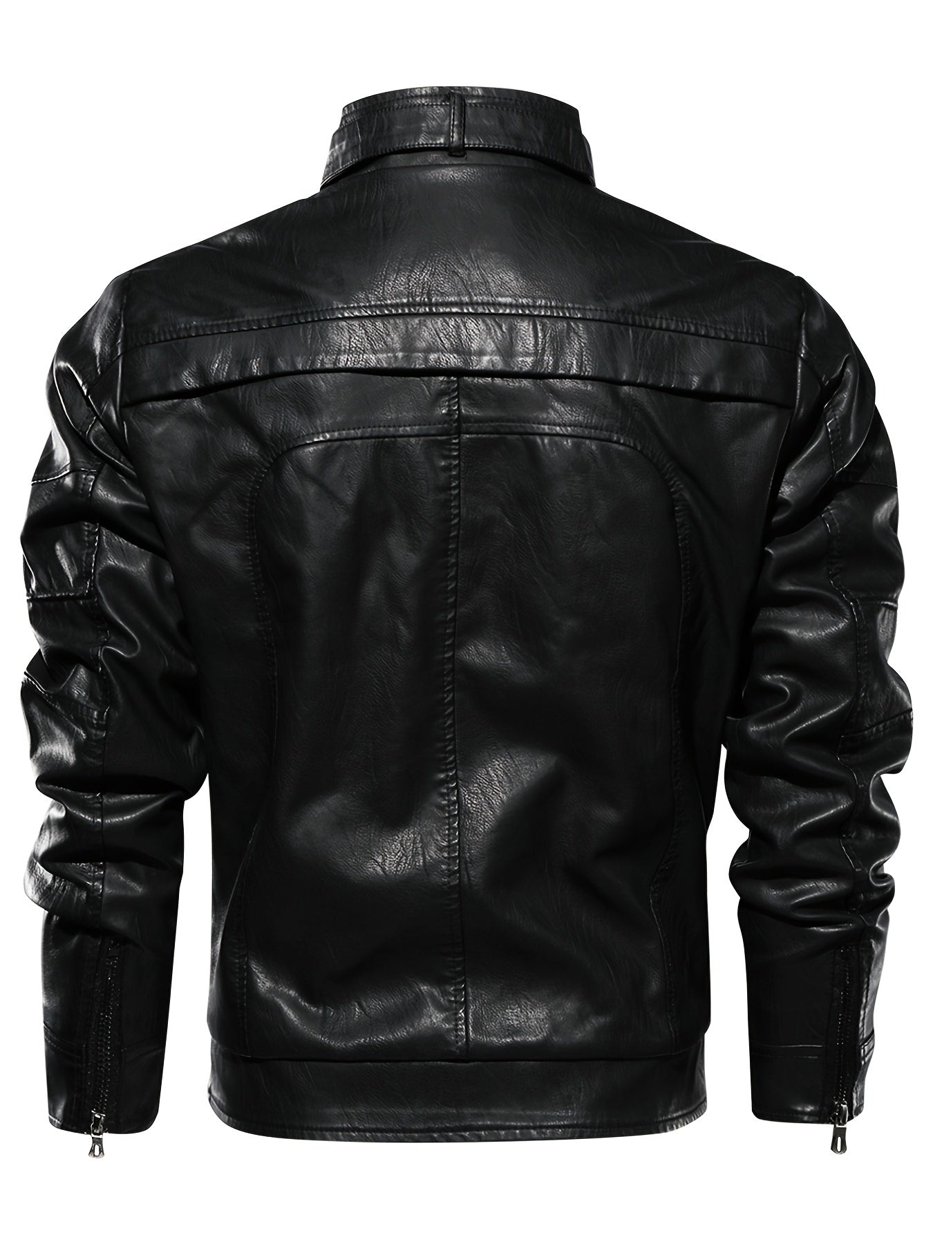 Men's PU Leather Zipper Jacket Coat