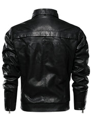 Men's PU Leather Zipper Jacket Coat