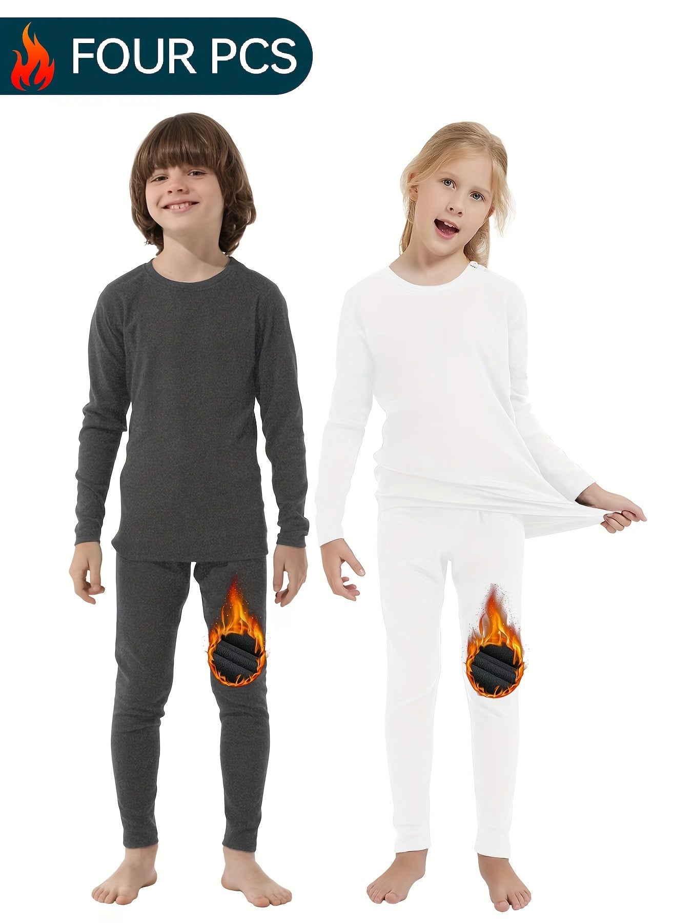 HOPLYNN 2 Packs Warm Outfits Pullover Solid Leggings Boys Girls Sports Kids