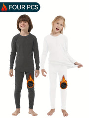 HOPLYNN 2 Packs Warm Outfits Pullover Solid Leggings Boys Girls Sports Kids