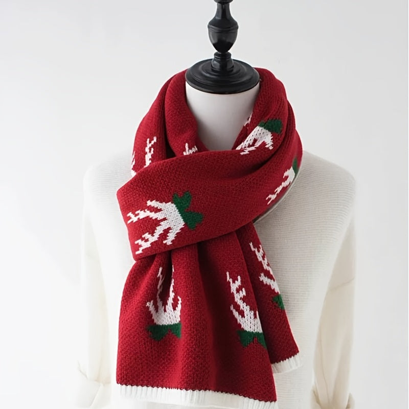 Deer Point Double Layer Thickened Scarf Christmas Gift