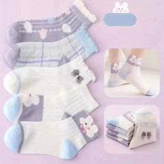 5 Pairs Kids Breathable Short Socks for Summer