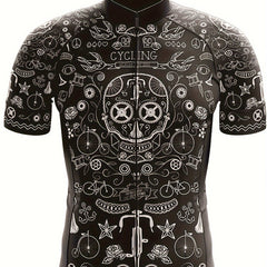 YTCYCLE Men's Zip Up Skull & Graffiti Cycling Jersey