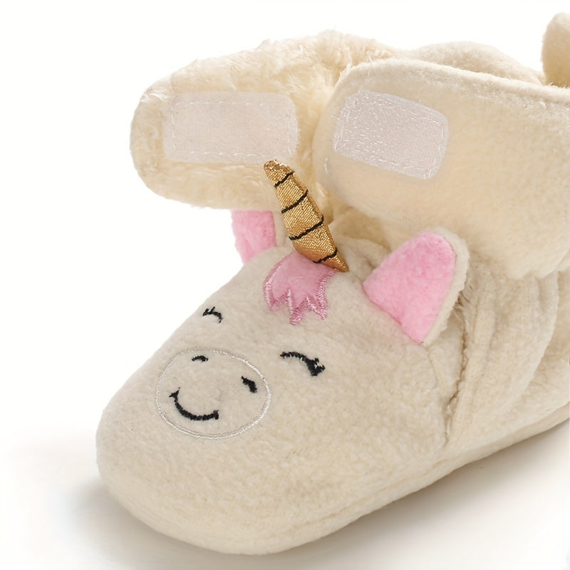 Baby Girls Cartoon Animal Boots Non Slip Warm Fleece Toddler Shoes