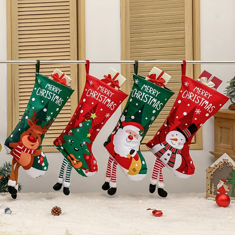 Santa Claus Snowmen Elk And Tree Christmas Socks - Christmas Tree Decorations