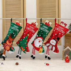 Santa Claus Snowmen Elk And Tree Christmas Socks - Christmas Tree Decorations