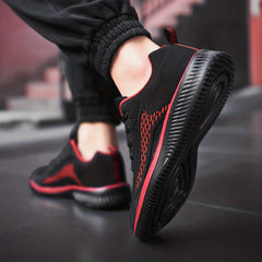 Men's Breathable Lace Up Knitted Sneakers Casual Outdoor Walking Shoes