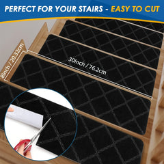 15pcs Stair Treads Carpet Non Slip Wood Stair Treads Rugs 20 X 76 Diamond