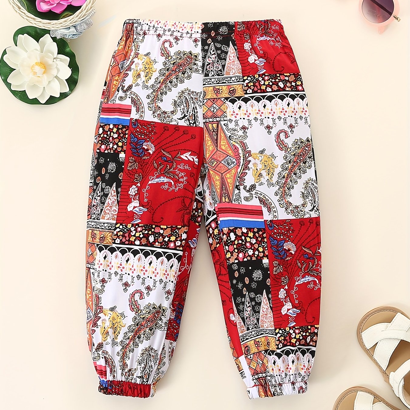 Girls Ethnic Style Summer Rayon Casual Ankle Pants