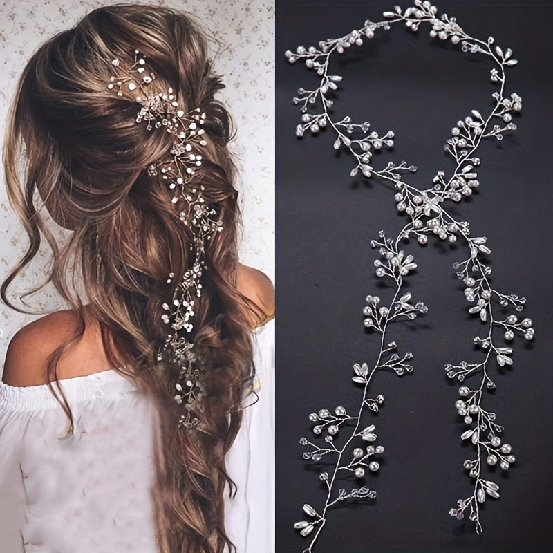 Bridal Pearl Braided Hairband Wedding Dress Accessories