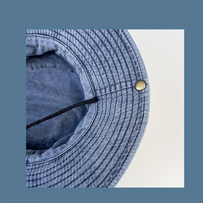 Outdoor Washed Sun Protection Embroidered Train Pattern Bucket Hat