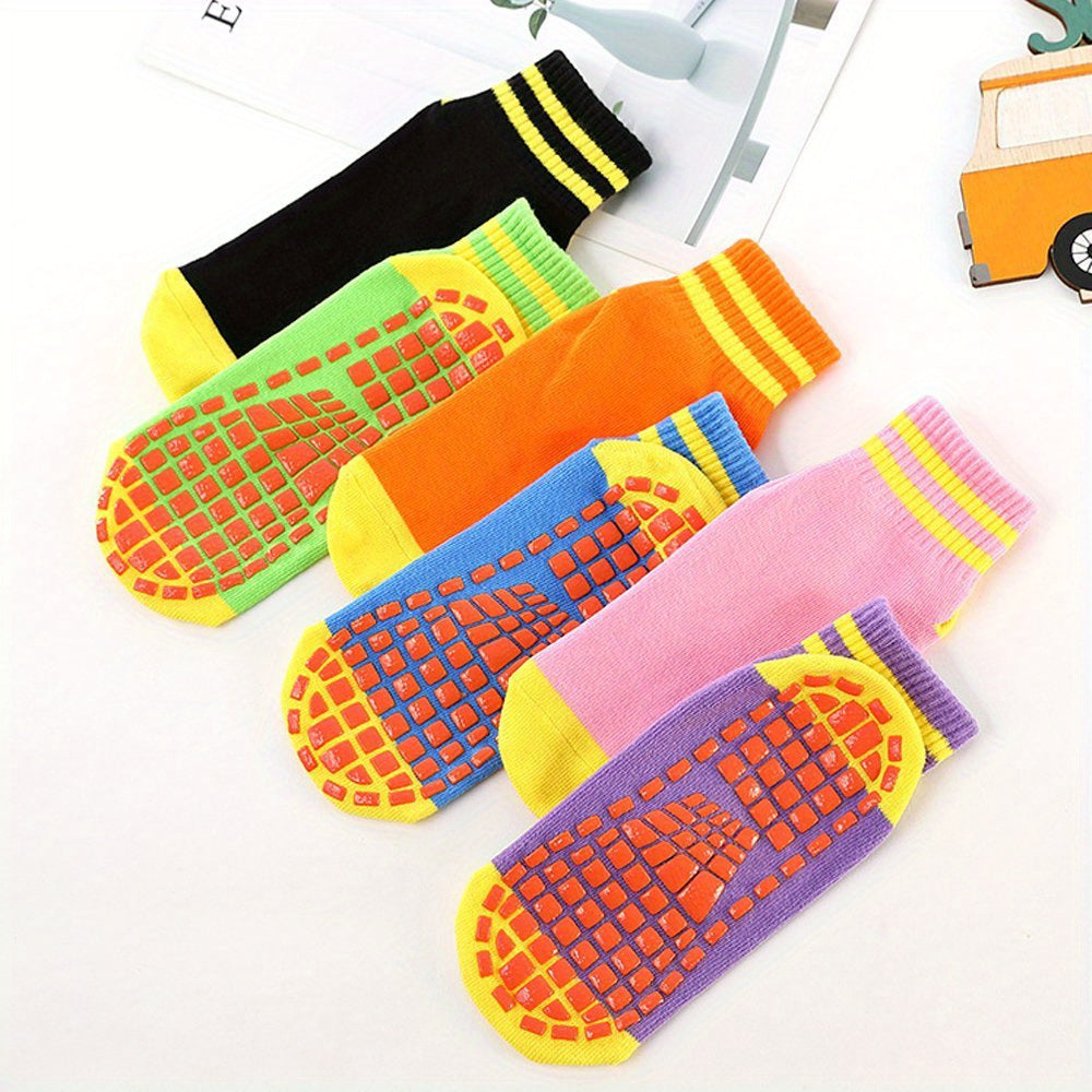 6 Pairs Colorful Striped Ankle Socks for Trampoline Workouts