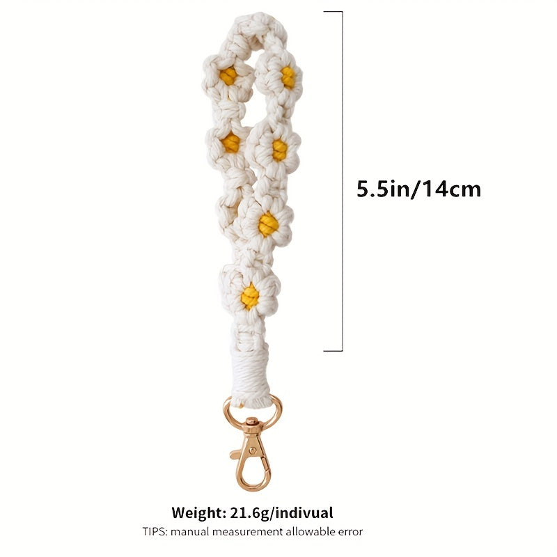 Boho Daisy Flower Keychain and Bracelet Combo