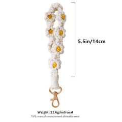 Boho Daisy Flower Keychain and Bracelet Combo