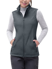 Women's Fleece Lined Softshell Vest, Windproof Lightweight Outerwear