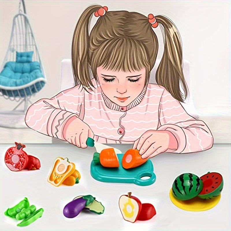 35pcs Kitchen Toy Set Fruit Vegetable Accessories Shopping Basket