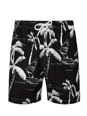 Men's Hawaiian Board Shorts Quick Dry Palm Tree Graphic Summer Beach