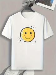 Cartoon Smiling Face Pattern Men's Sports Tee