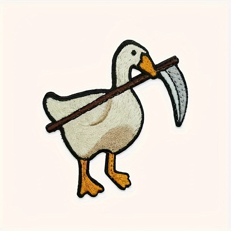 4pcs Funny Animal Embroidered Patches Goose Morale Hook And Loop