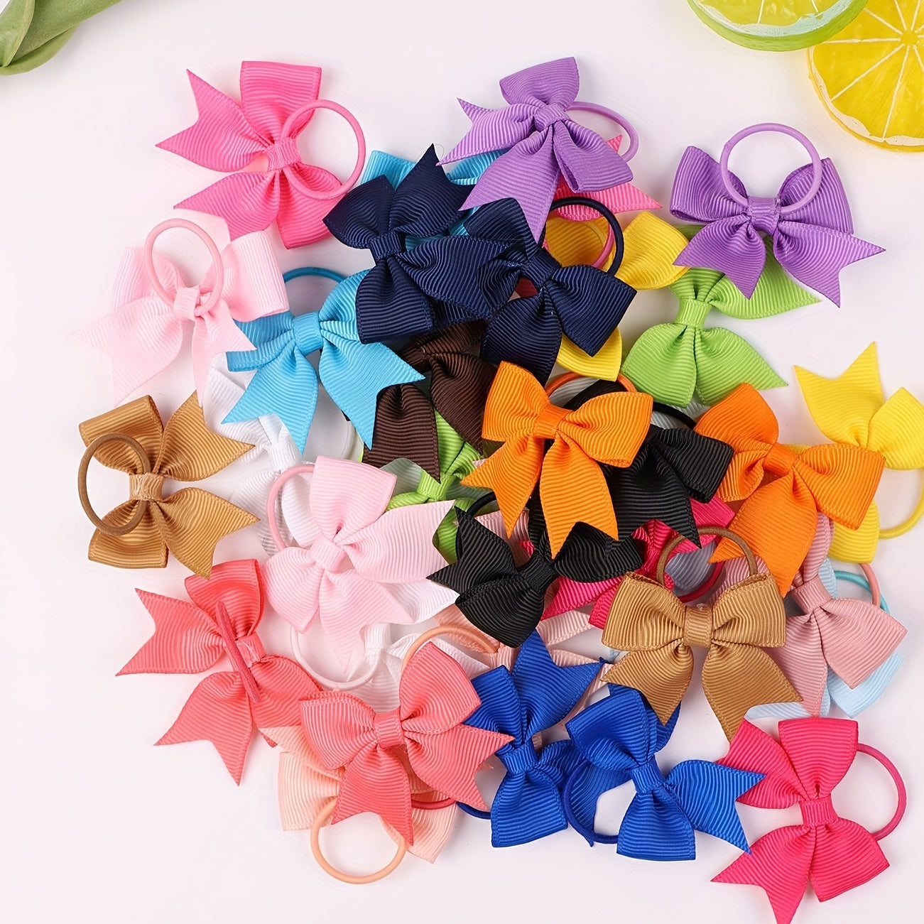 40pcs Children's Bow Leather Hairbands Hair Rings 5.08 cm Bow Bands
