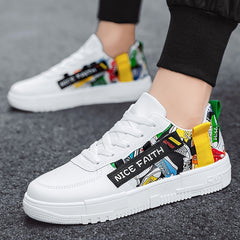 Men's Cartoon Print Skate Shoes NICE FAITH Patch Decor