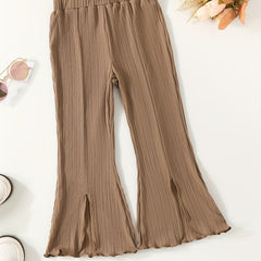 Toddler Girls Slim Bell Bottom Pants with Split Cuffs