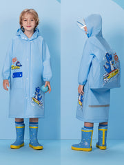 Kids Dinosaur Print Hooded Raincoat