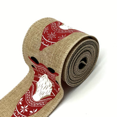 4.57m Christmas Burlap Ribbon - Truck House Socks Plaid Rhinestone Ribb