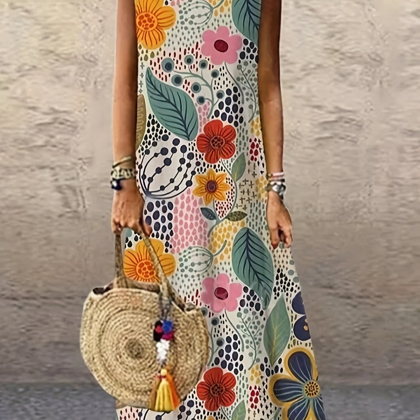 Floral Print Maxi Tank Dress