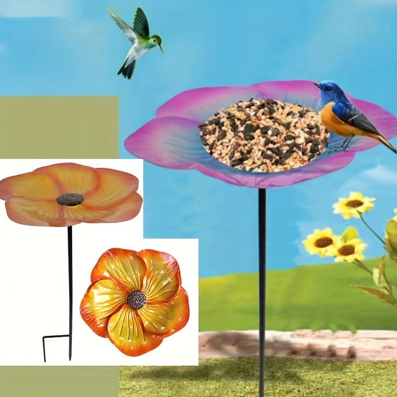 Metal Bird Feeder Stake, Outside Bird Bath & Seed Platform, Garden Patio Decor