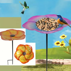 Metal Bird Feeder Stake, Outside Bird Bath & Seed Platform, Garden Patio Decor
