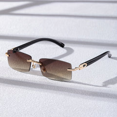 Gradient UV400 Rimless Sunglasses for Women Men