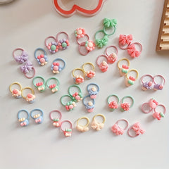 40pcs Cartoon Bow Flower Mini Hair Ties for Girls