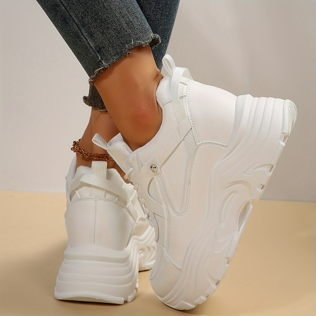 Women's Platform Waterproof Casual Sneakers Height Increasing Shoes