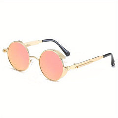 Men's Vintage Driving Goggles Round Frame Sunglasses